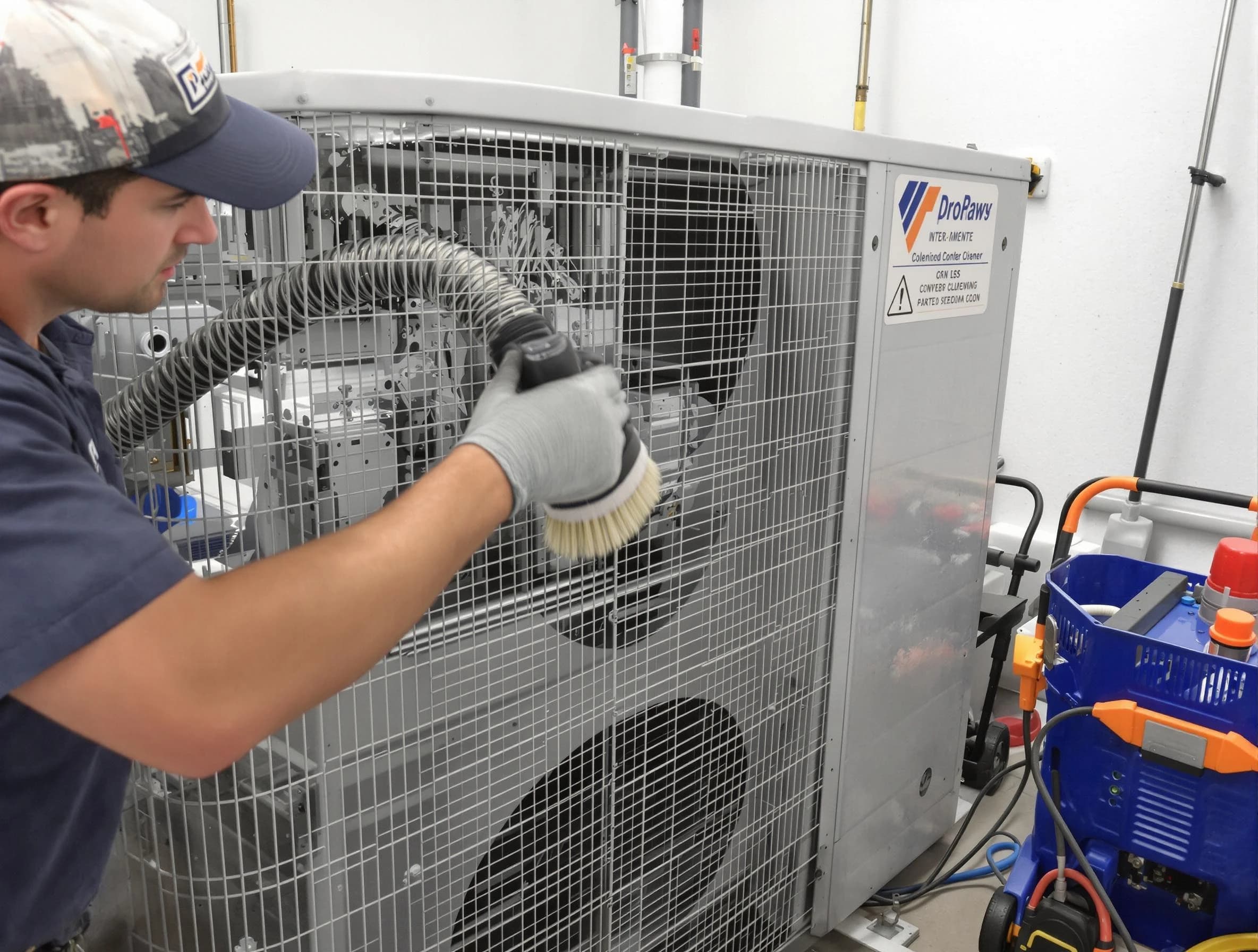 Center Air Duct Cleaning specialist performing precision AC coil cleaning for improved system performance in Center