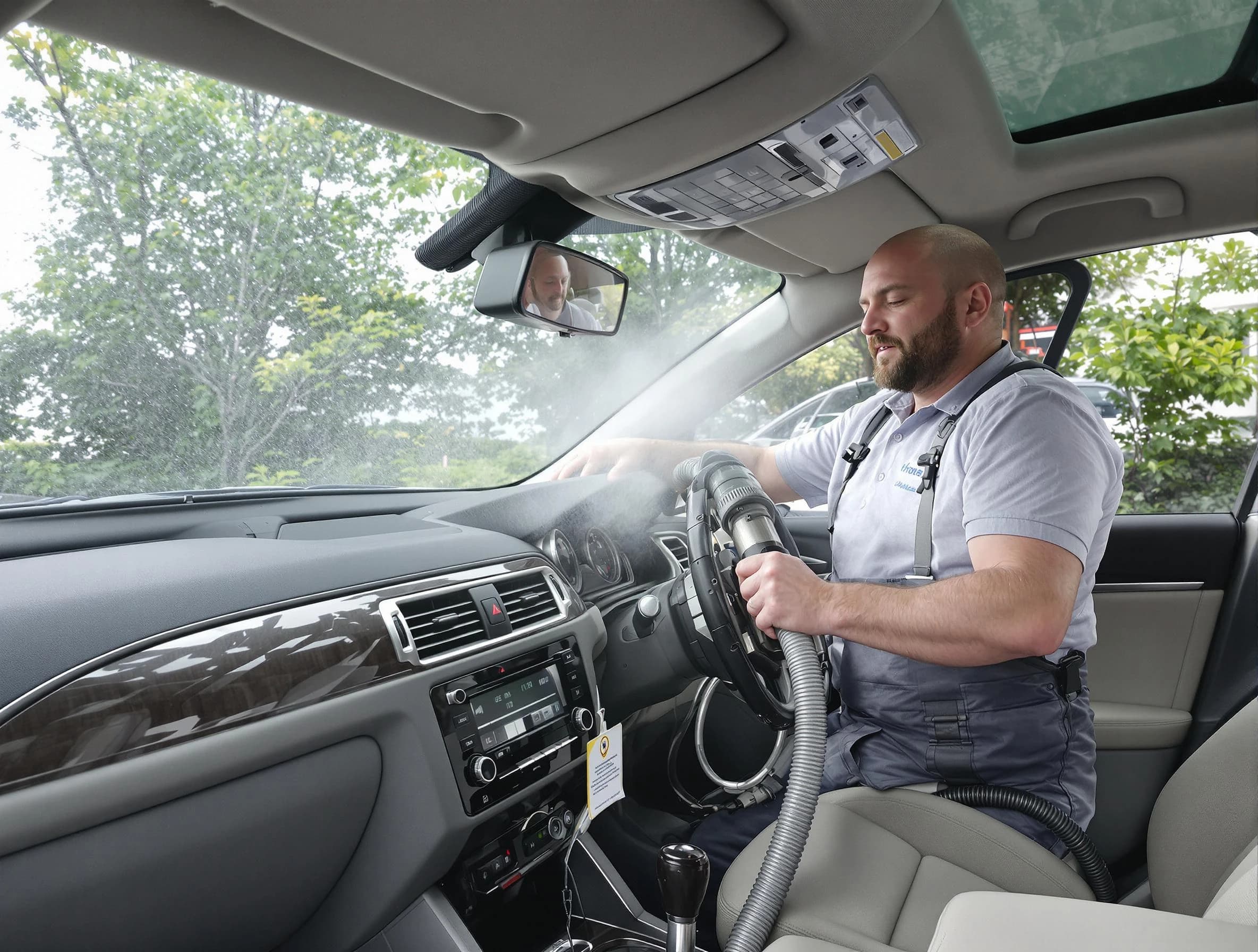 Center Air Duct Cleaning specialist performing professional car duct cleaning in Center