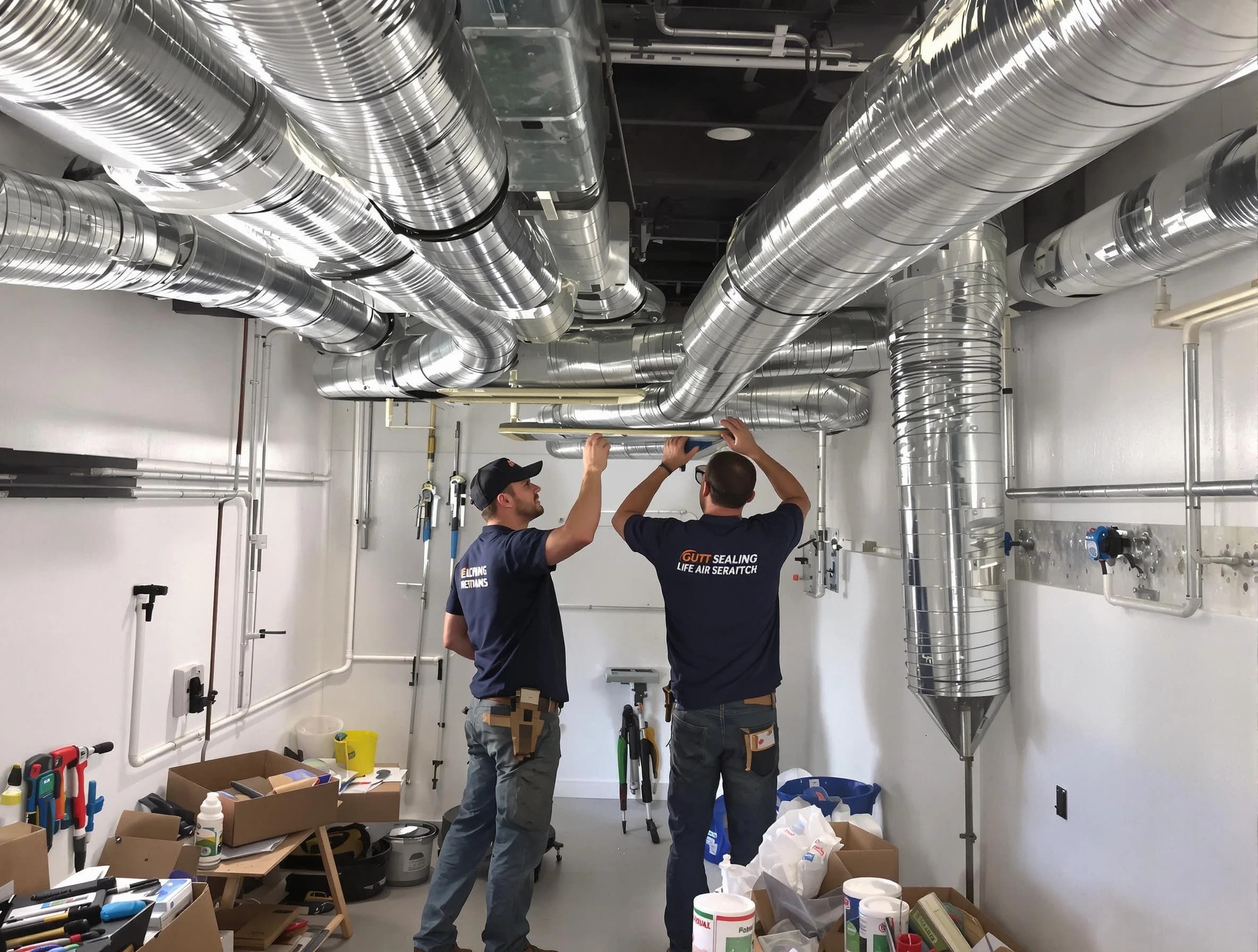 Center Air Duct Cleaning technician applying professional duct sealing solutions in Center