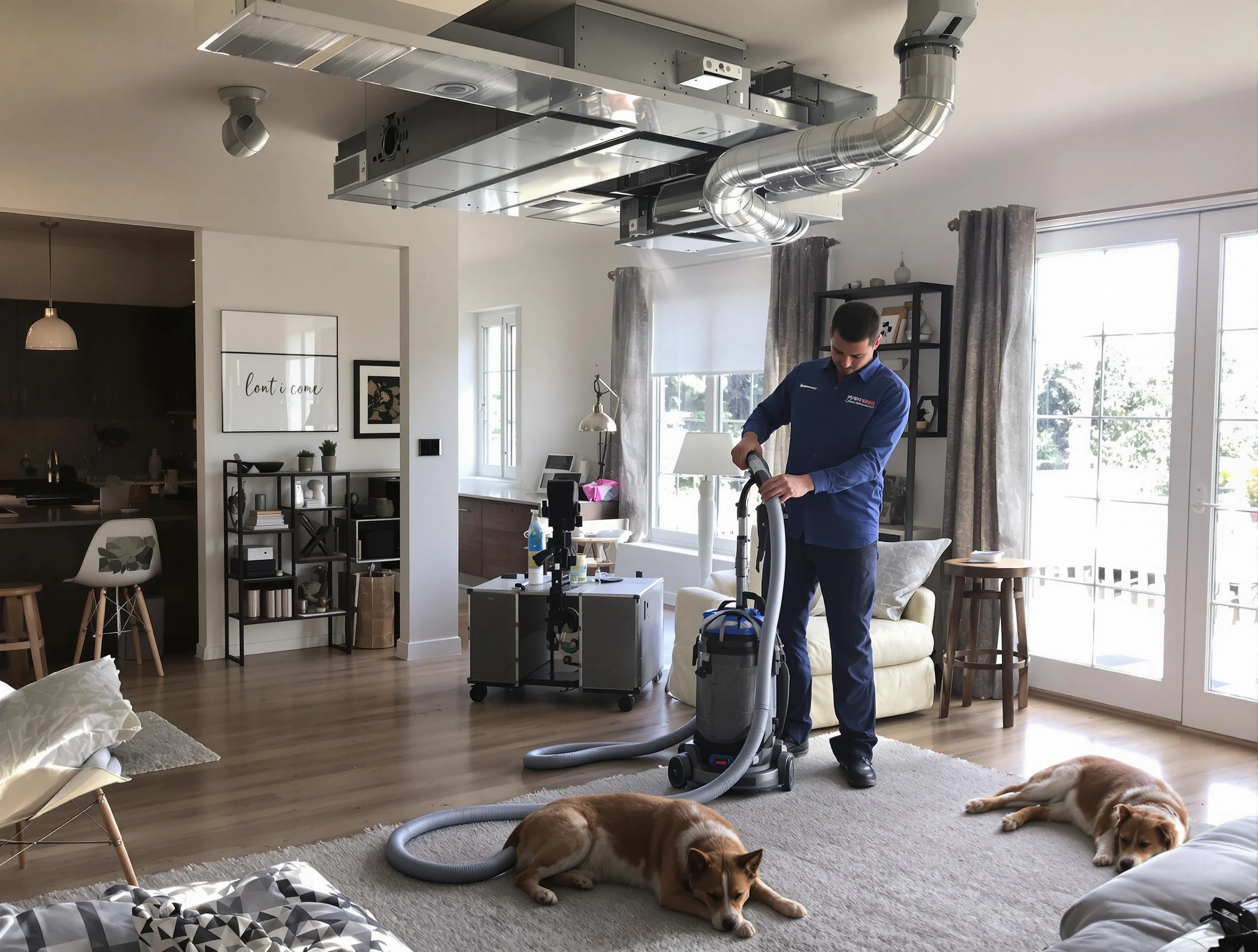 Center Air Duct Cleaning technician performing detailed indoor duct cleaning for improved air quality in Center