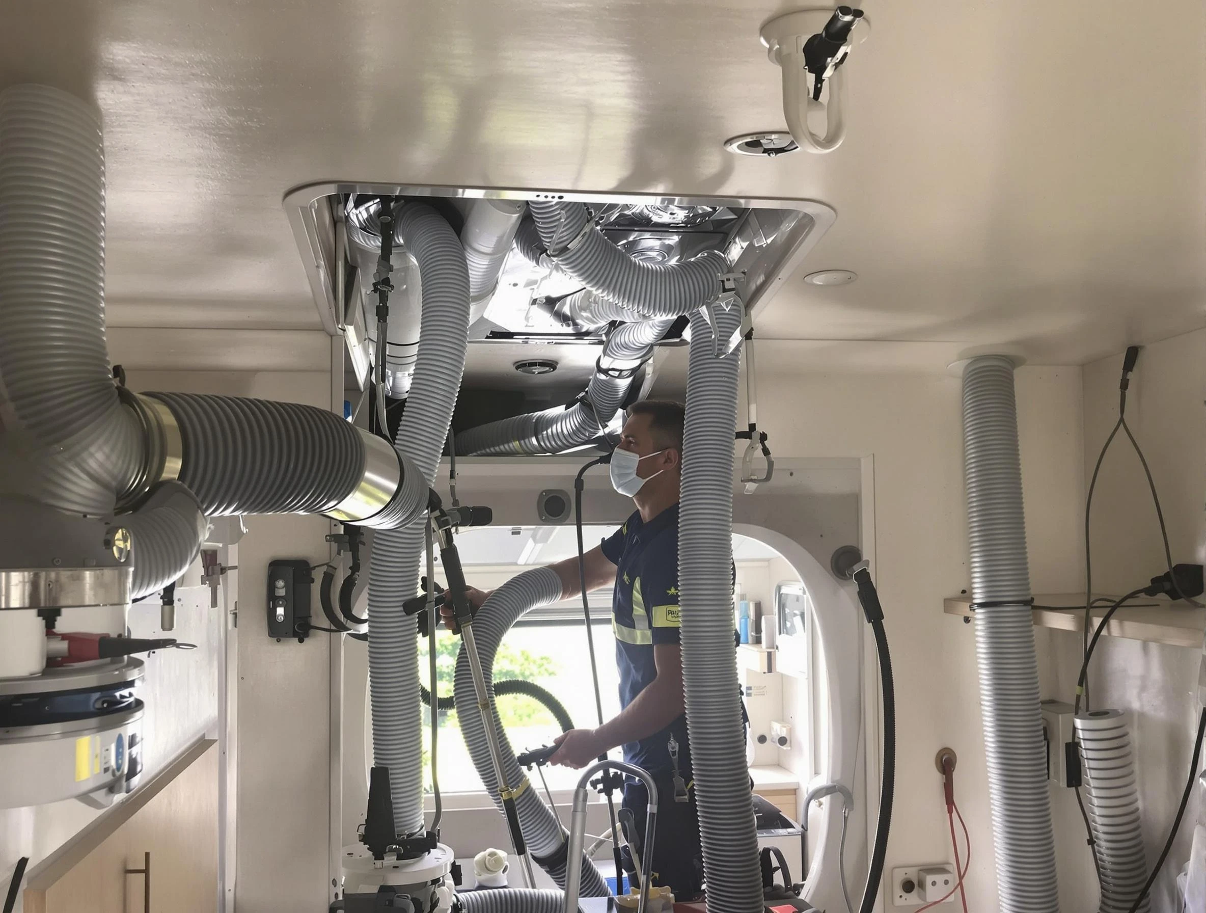 Center Air Duct Cleaning specialist performing precise mobile home duct cleaning in Center
